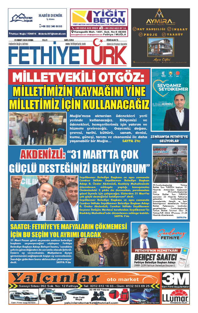 Fethiye Türk Gazetesi 5673.Sayı