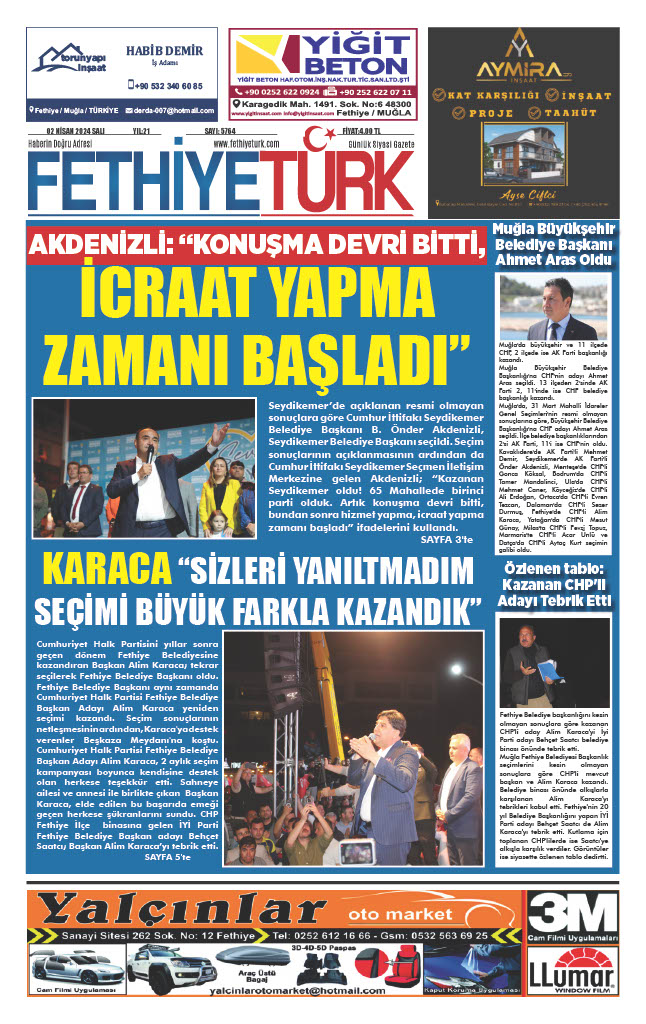 Fethiye Türk Gazetesi 5674.Sayı