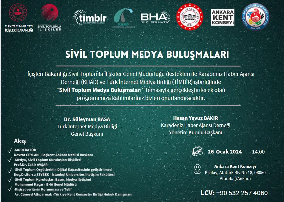 TİMBİR “Sivil Toplum Medya Buluşmaları” Programı Ankara'da Yapılacak 