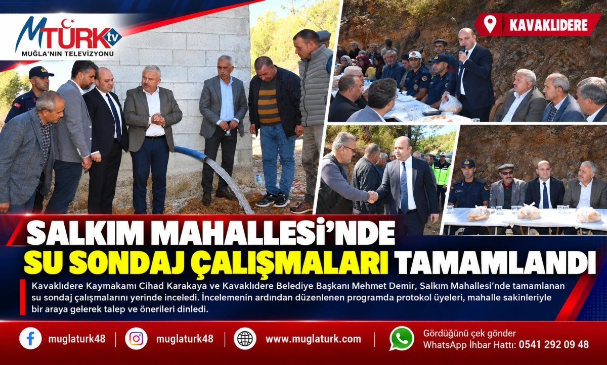 Kavaklıdere'de Salkım Mahallesi'nde Su Sondaj Çalışmaları Tamamlandı