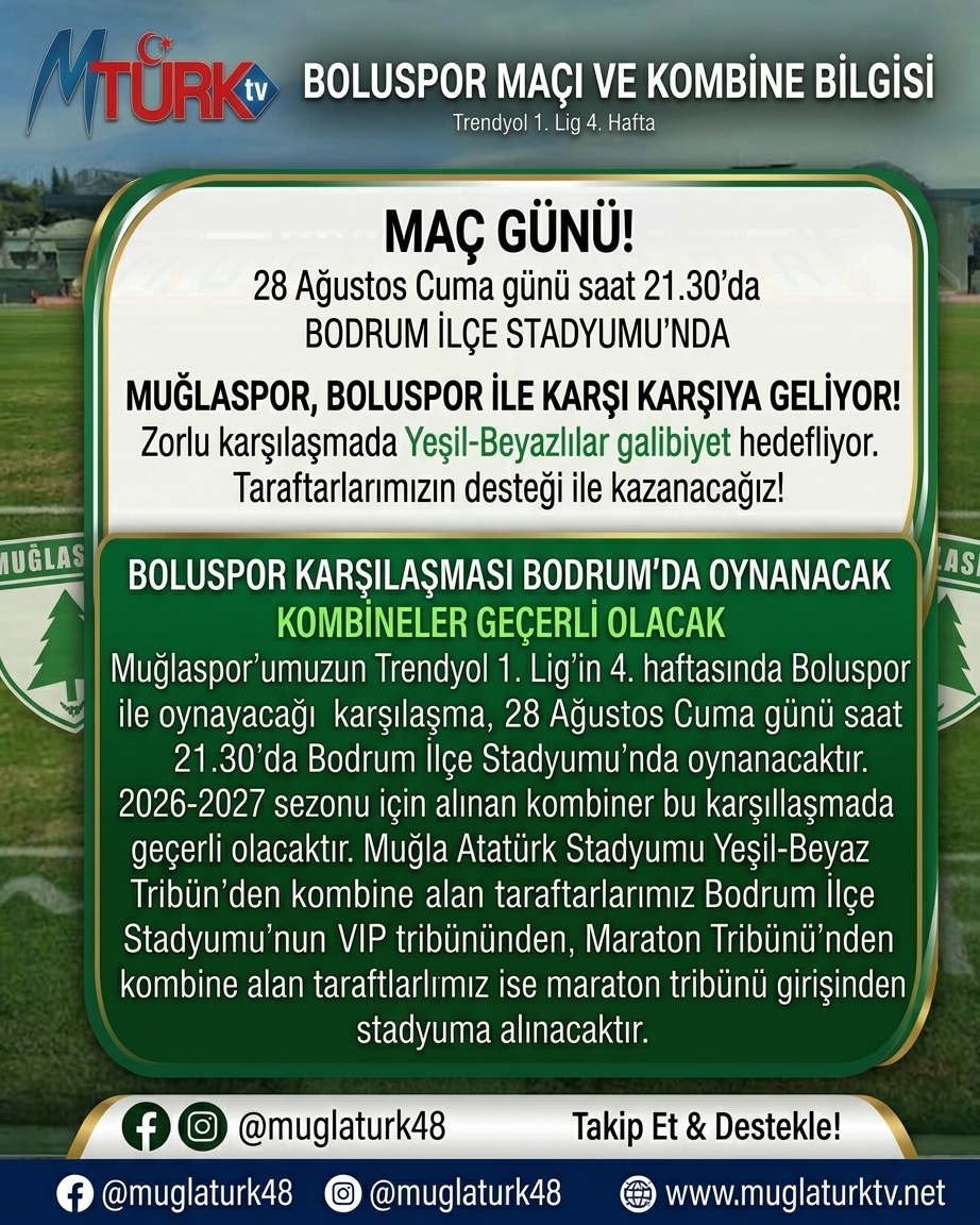 Muğlaspor - Boluspor Biletleri Satışa Çıkıyor