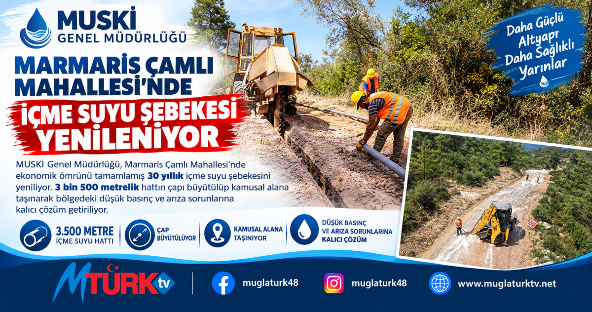 Marmaris Çamlı’da 30 Yıllık Su Çilesi Bitiyor: MUSKİ’den 3 Bin 500 Metrelik Dev Hat Yenilemesi
