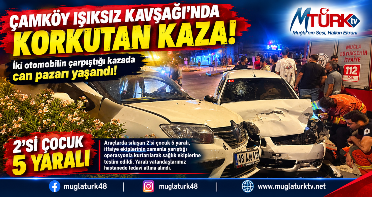 Çamköy Işıksız Kavşağı’nda Korkutan Kaza: 2’si Çocuk 5 Yaralı!